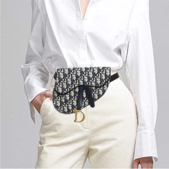 Christian Dior Monogram Navy Oblique Saddle Belt Bag - Picture 3 of 17